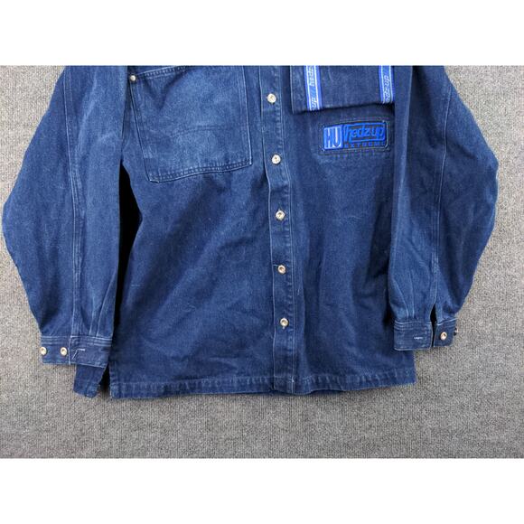 Mens Hedz-Up Extreme Denim Jean Jacket Size L Blue Embroidered - Picture 4 of 12